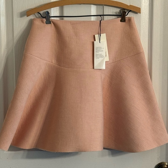 SANDRO Paris Baya Flared Textured Crepe Mini Skirt Rose Pale Pink SZ 3 (lg) NEW - Picture 3 of 7